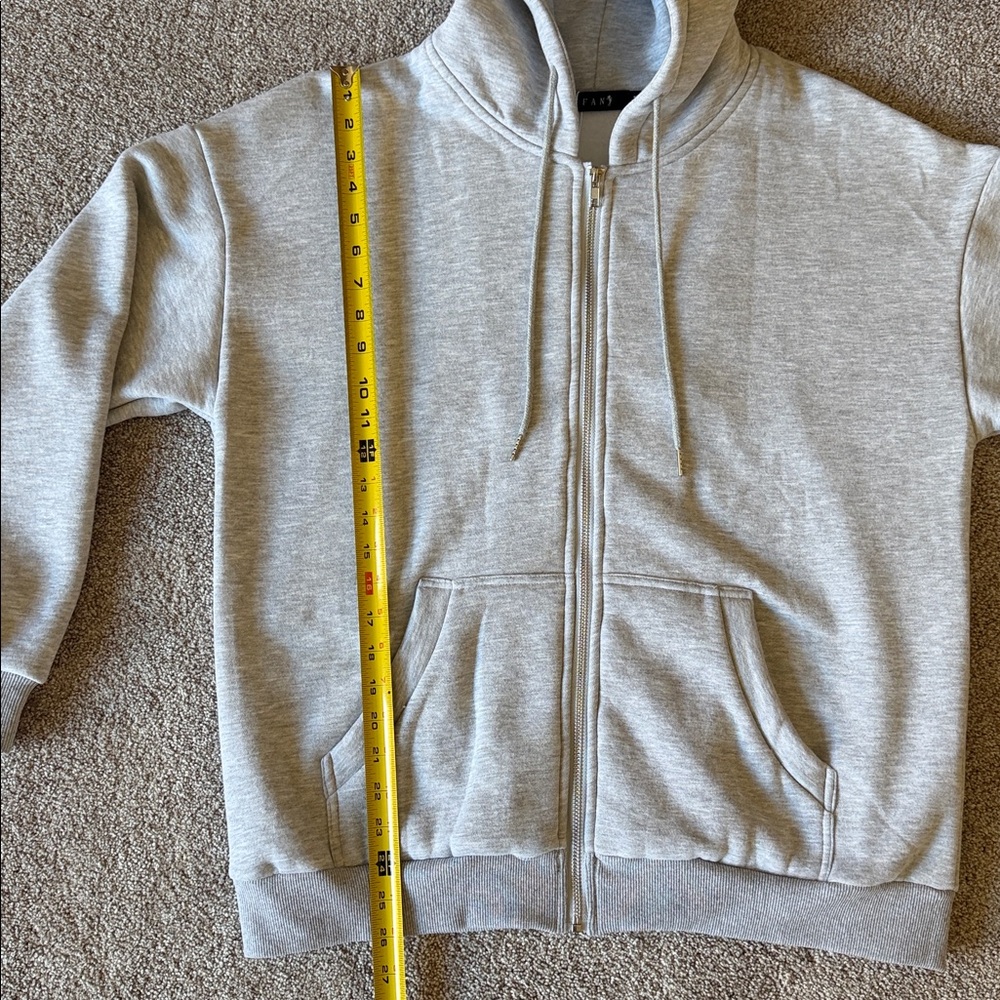 EFAN Women's Gray Zip-Up Drawstring Hoodie Fall Jacket Oversized Sz M - Picture 10 of 11